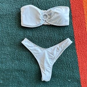 Baby blue bando top bikini set